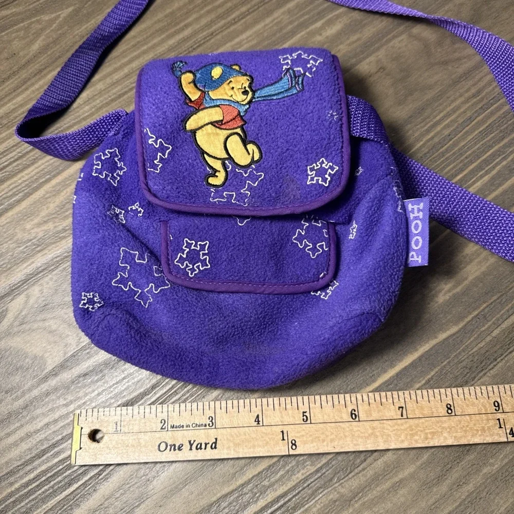 Vintage Disney‎ Winnie the Pooh Bag Kids Purple Fleece Snowflake Crossbody